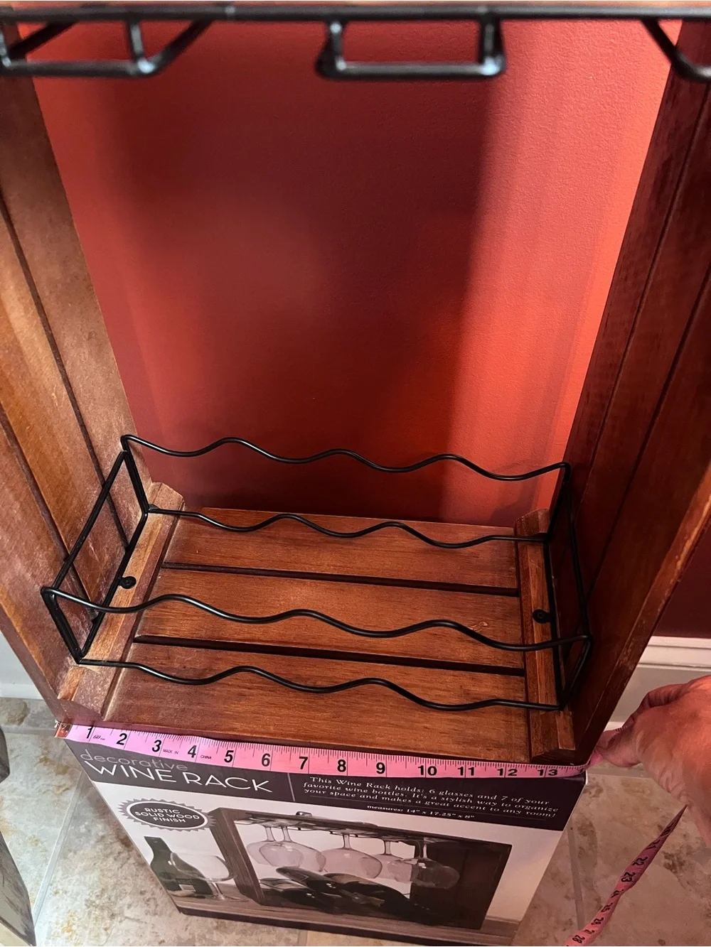Farmhouse Wooden & Metal Wine Rack 🍷